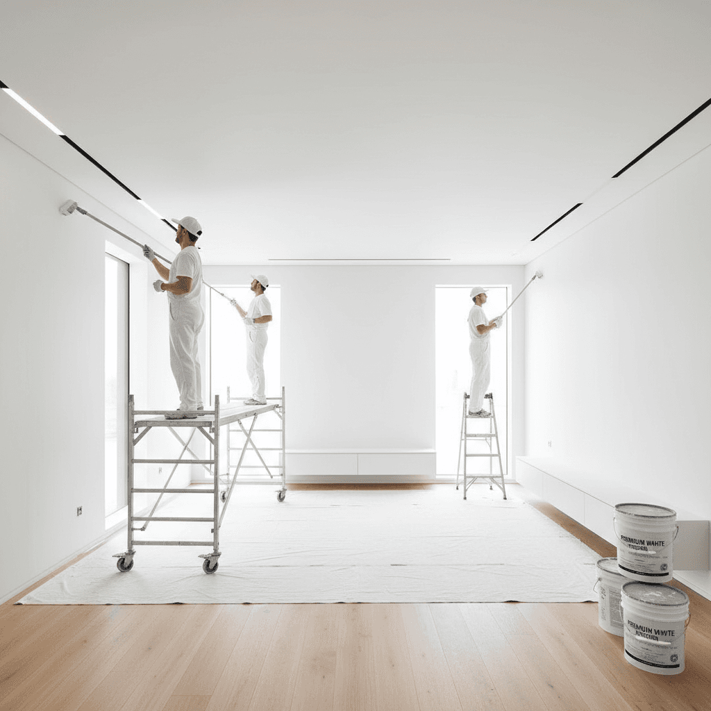 Pintura interior com acabamento branco profissional